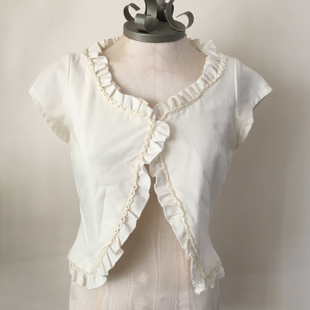 Anthropologie Ivory Ruffled Jacket